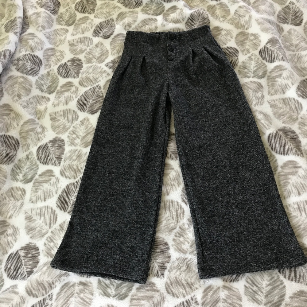 Zara Gray Marl Pull On Culottes Wide Leg Pants